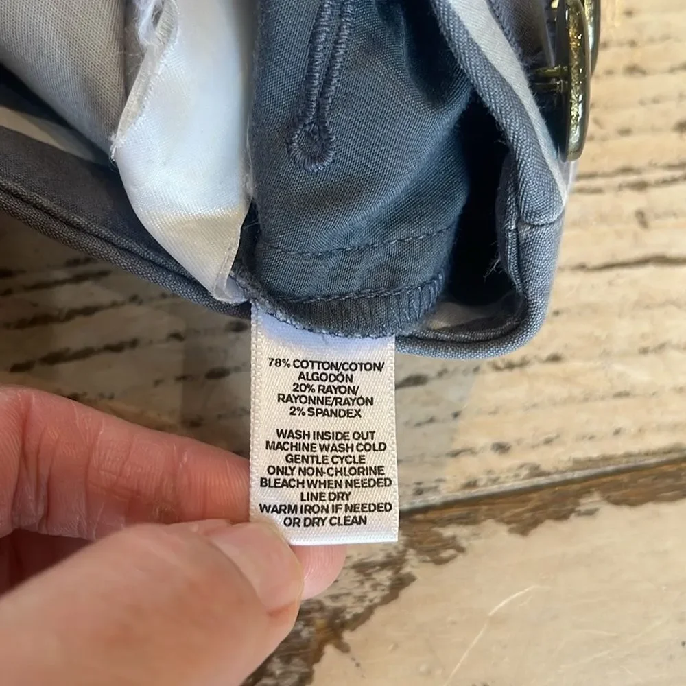 LOFT Nautical Stripe High Rise Button Sailor Shorts Gray and White Size 2 - Picture 6 of 11